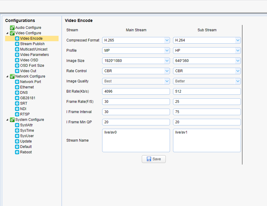 Jimcom Video Encoding Configuration