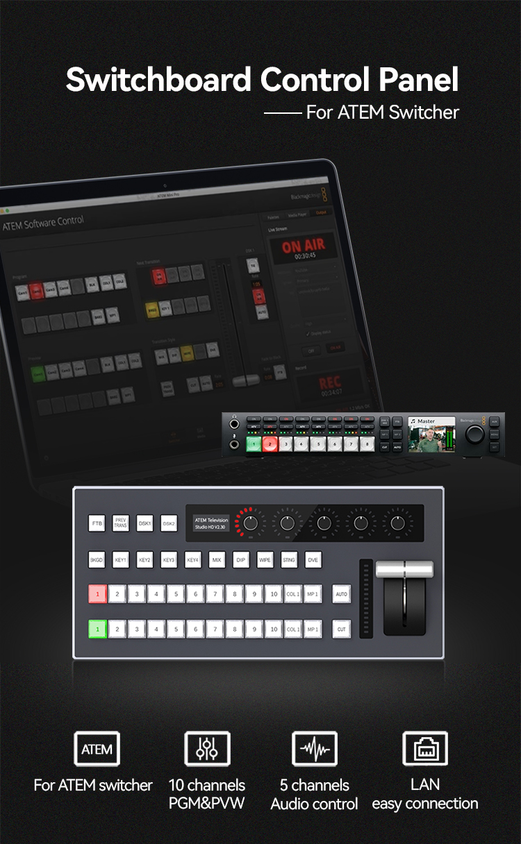 Blackmagic ATEM Control Panel – 10 Channel – Broadcasting